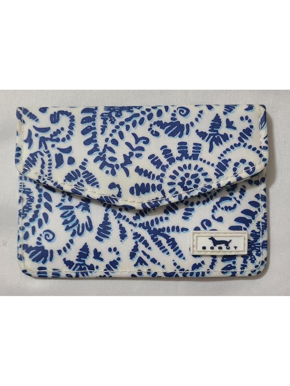Scout Blue White Floral Wallet Clutch Snap Small ID CC Card Case Holder Preppy